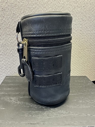Black leather zipper pouch - leather,